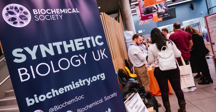 Biochemical Society banner in a poster session during a conference